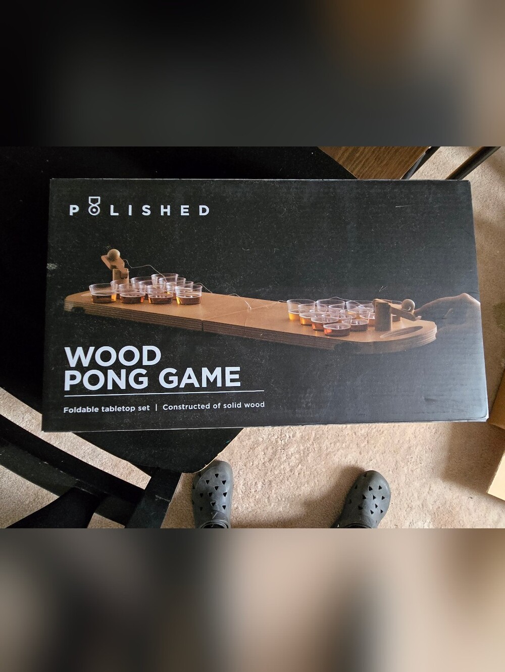 Wood Pong Game - Brown Foldable Tabletop Set